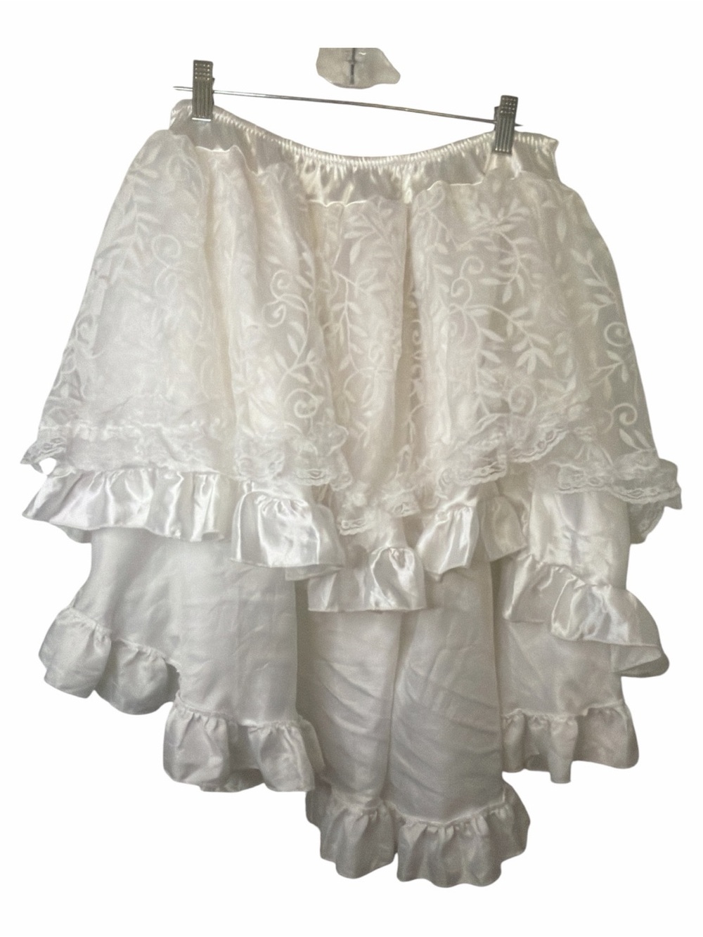 White Ruffled Lace High Low Layered Skirt Steampunk Victorian